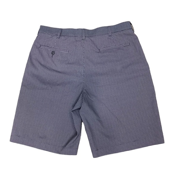 Men's PGA Tour 34 Medium Chino Khakis Shorts Golf Blue Grid Lightweight 5 Pocket - Picture 3 of 7